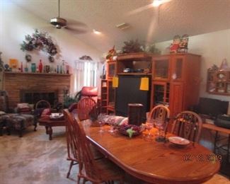 Dining table and living room area....Great entertainment cabinet