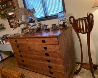 Custom Solid Oak Gun Cabinet, Bobcat
