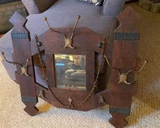 Antique Mirror/Hat Rack