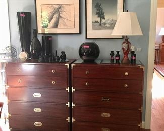 Pair of Bernhardt Campaign Dressers