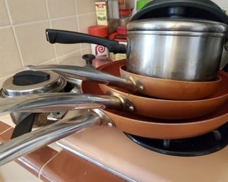 COPPER PANS ALL LOOK LIKE NEW