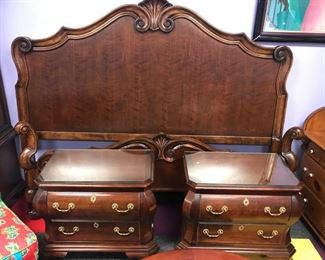 CENTURY BEDROOM SET HEAD BOARD & FOOT, 2 NIGHT STANDS, DRESSER ARMOIRE MIRROR