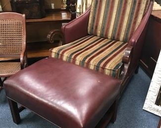 HARDEN LEATHER & FABRIC CHAIR & OTTOMAN