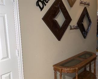 Glass and Wood Sofa Table