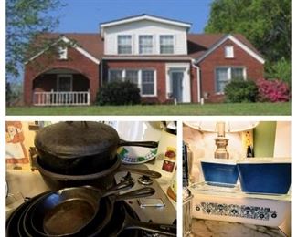 Vintage cast iron and Pyrex