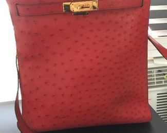 Authentic Hermes Kelly Ostrich Sport Bag with dust bag.