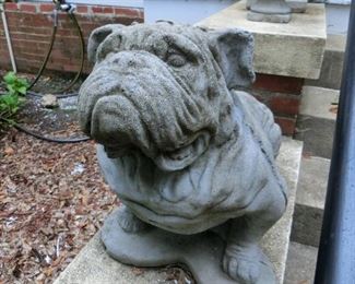 One of a Pair of Lifesize Concrete Bulldogs