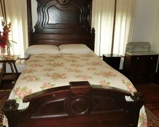 Walnut Victorian Bed 7'8"H 6'7"L , full-size mattress will work. Lovely bed.
