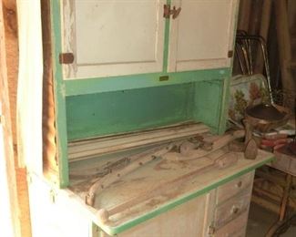 As-found Hoosier Cabinet in Barn