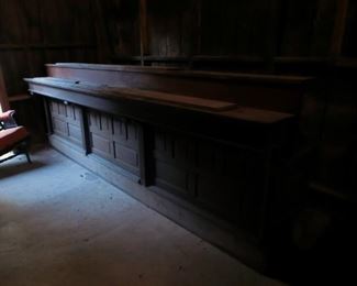 12' L 4'H 31"D, has original drawers in back, a great old store piece, needs some tlc.