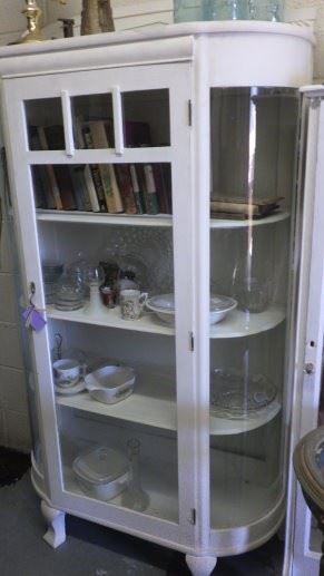 Oak curved glass china cabinet