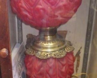 Antique red oil lamp - electrified