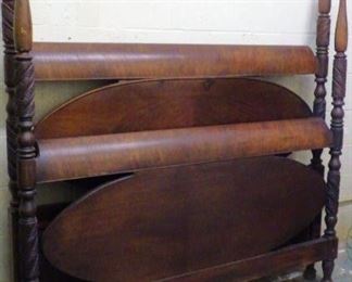 Acanthus carved mahogany sleigh bed