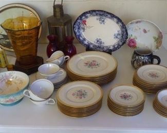 Flow Blue platter & set of Haviland - Windsor pattern