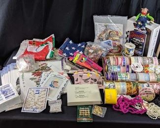 Crafters Dream Lot
Ribbons, Iron-on t-shirt prints, Latch Hook Kit "Earnhardt's Car", beads, many Conchos