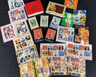 Marilyn Monroe decks of playing cards and stamps