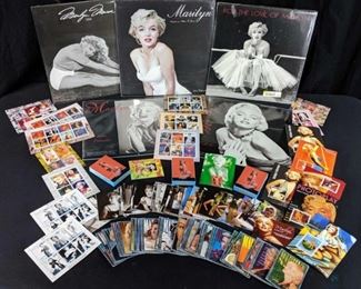 Marilyn Monroe calendars, playing cards and stamps