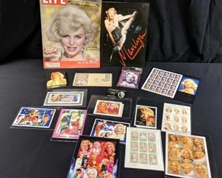 Marilyn Monroe memorabilia, includes Life Magazine, book, stamps and more