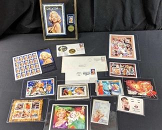 Marilyn Monroe stamps in various stages