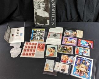 Marilyn Monroe Coffee table book, Commemorative coin, Last Day of Sale program and stamps