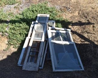 antique window frames and glass