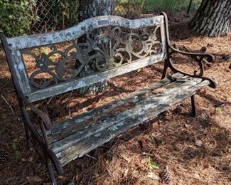 iron and wood bench