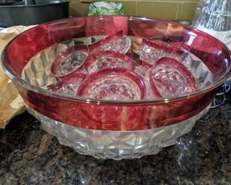 ruby rimmed punch bowl
