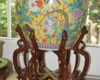 Chinese Fish Bowl and Stand