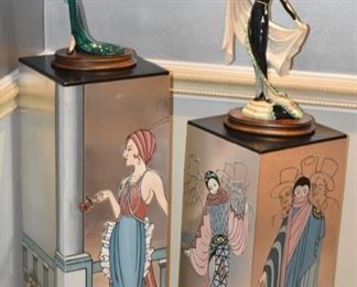 A. Santini Porcelain Statues and Wood Carved Pillars