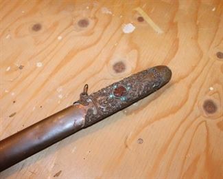 Antique Chinese ceremonial short sword w/ copper scabbard