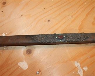 Antique Chinese ceremonial short sword w/ copper scabbard