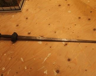 Antique Chinese ceremonial short sword w/ copper scabbard
