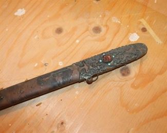 Antique Chinese ceremonial short sword w/ copper scabbard