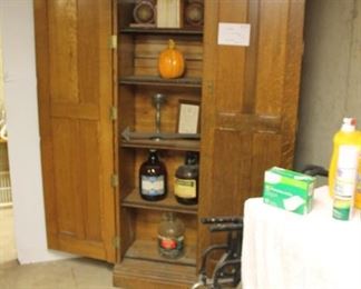 Vintage quarter sawn oak storage cabinet, needs repair