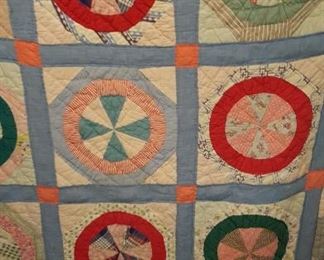 Handmade pinwheel pattern quilt