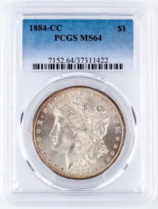 Lot 36 - Coin 1884-CC Morgan Silver Dollar PCGS MS64
