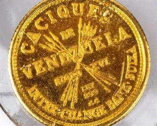Lot 386 - Coin Venezuela 1.5 Gr. Gold .900