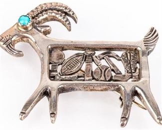 Lot 315 - Jewelry Sterling Silver Clarence Lee Goat Brooch