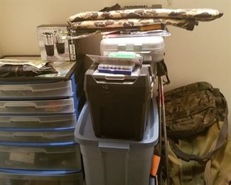Closet full hunting camping equipment