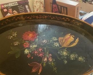 Painted flowered tray