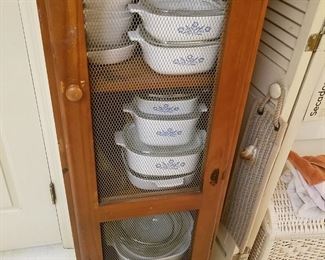 Corning ware and wire cabinet