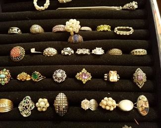 Costume jewelry rings some sterling
