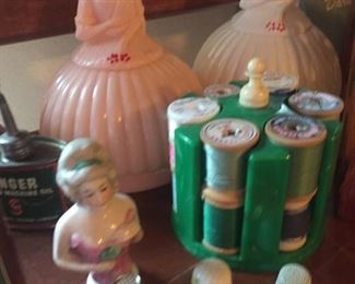 plastic mending kits-half doll-bakelite thread caddie