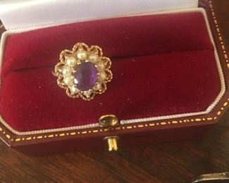 older amethyst and pearl ring