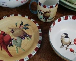 tbs Lenox Winter Greetings Chickadee plate bowl cup