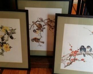 tbs 3 original Chinese watercolors of birds