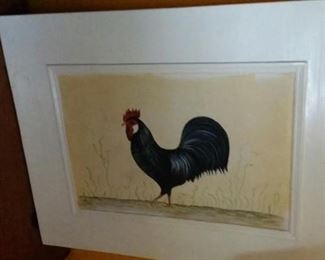 tbs rooster on wood