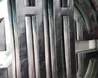 tbs round Chinese character black lacquered mirror