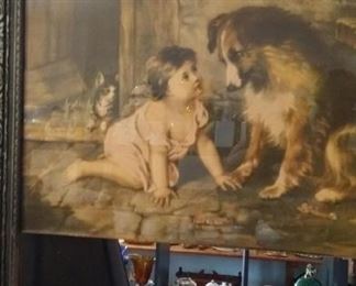 tbs tall vintage mirror featuring child with dog
