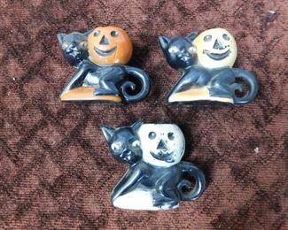 Vintage Plastic Cat/Jack O'Lantern Candy Containers